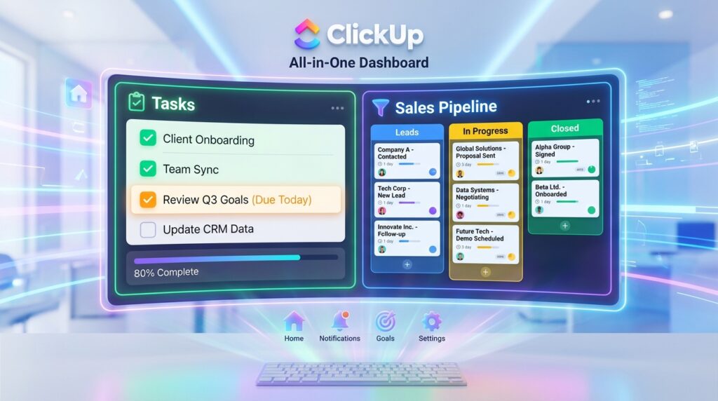 ClickUp CRM template managing sales pipeline