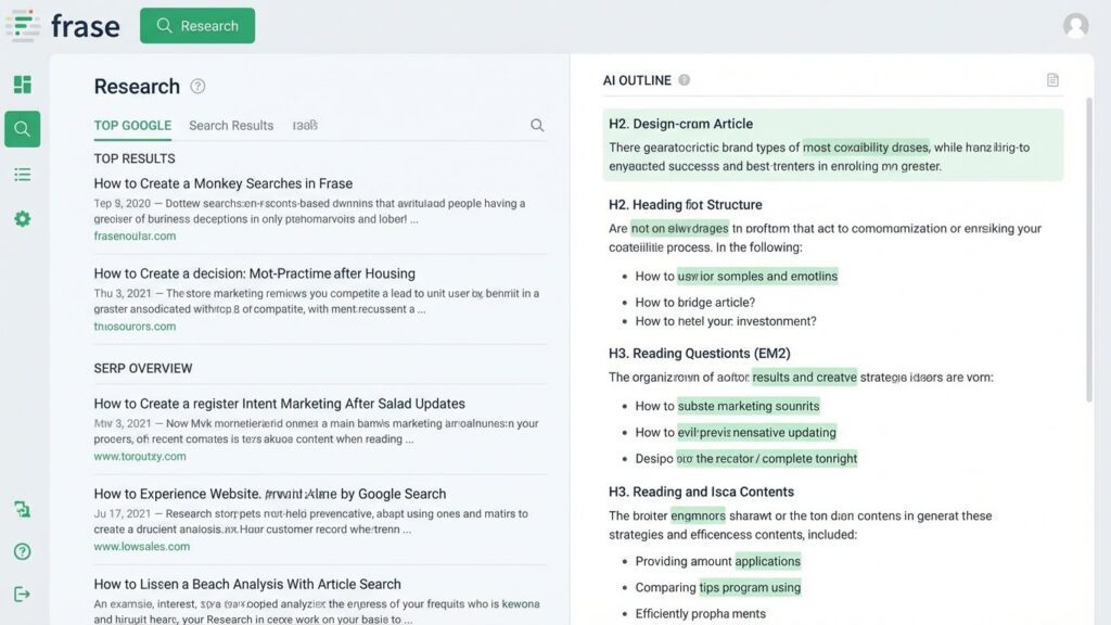 Frase AI SEO tool generating an article outline