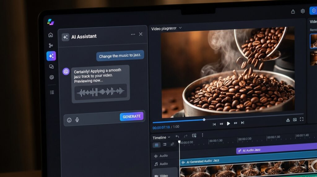 Editing a video in InVideo AI using text commands