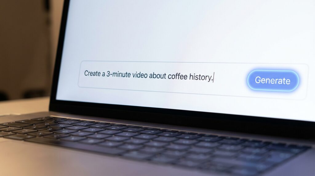 Writing a text prompt in InVideo AI to generate a video