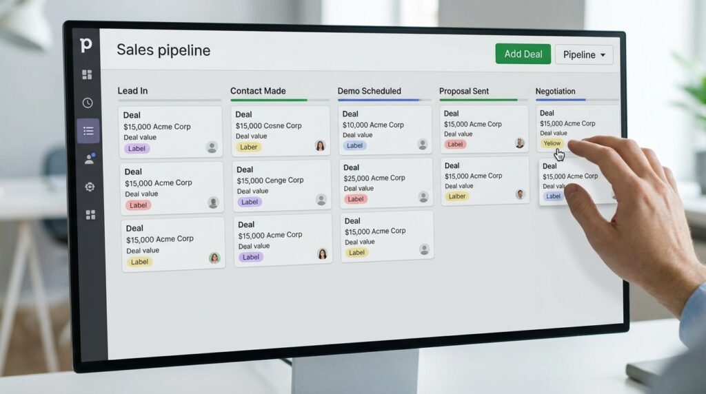 Pipedrive CRM visual sales pipeline interface