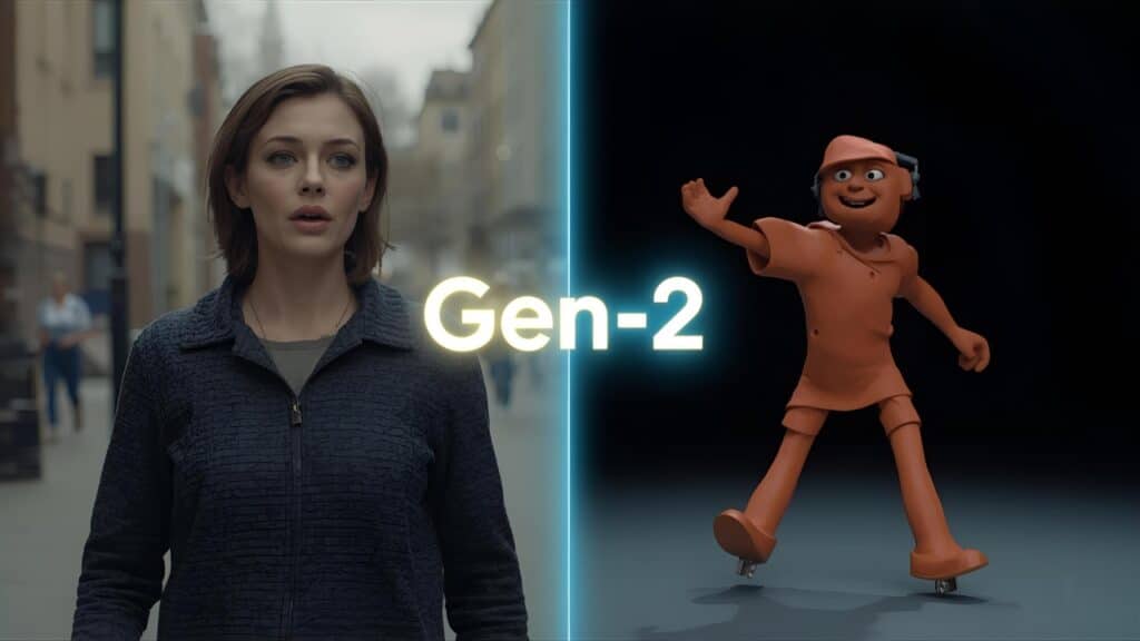 Runway Gen-2 AI video generator using video-to-video style transfer