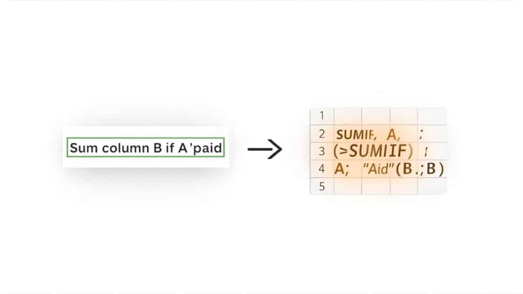 Sheet+ AI tool for Google Sheets generating a formula from plain English