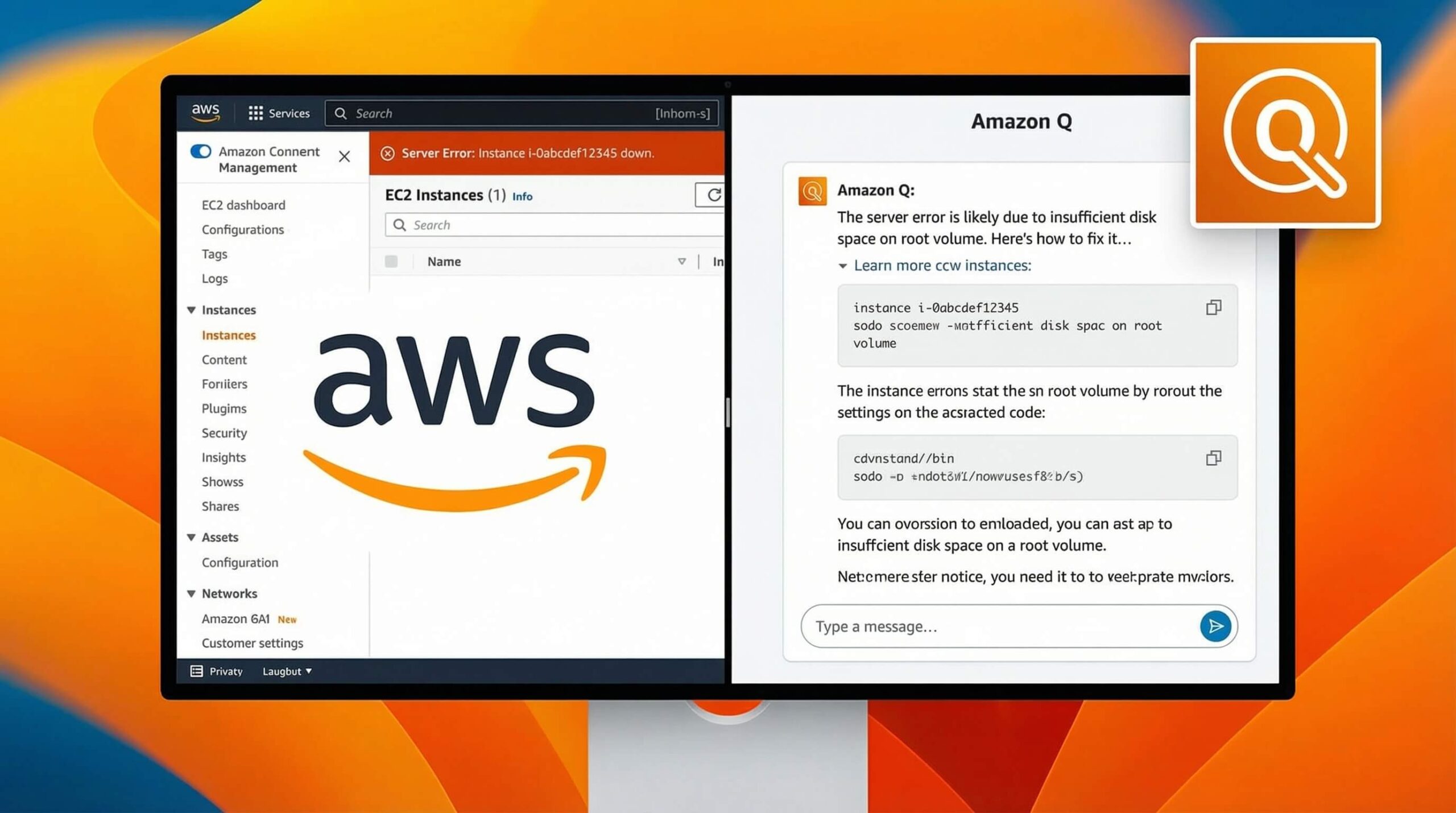 Amazon Q assisting with AWS cloud deployment