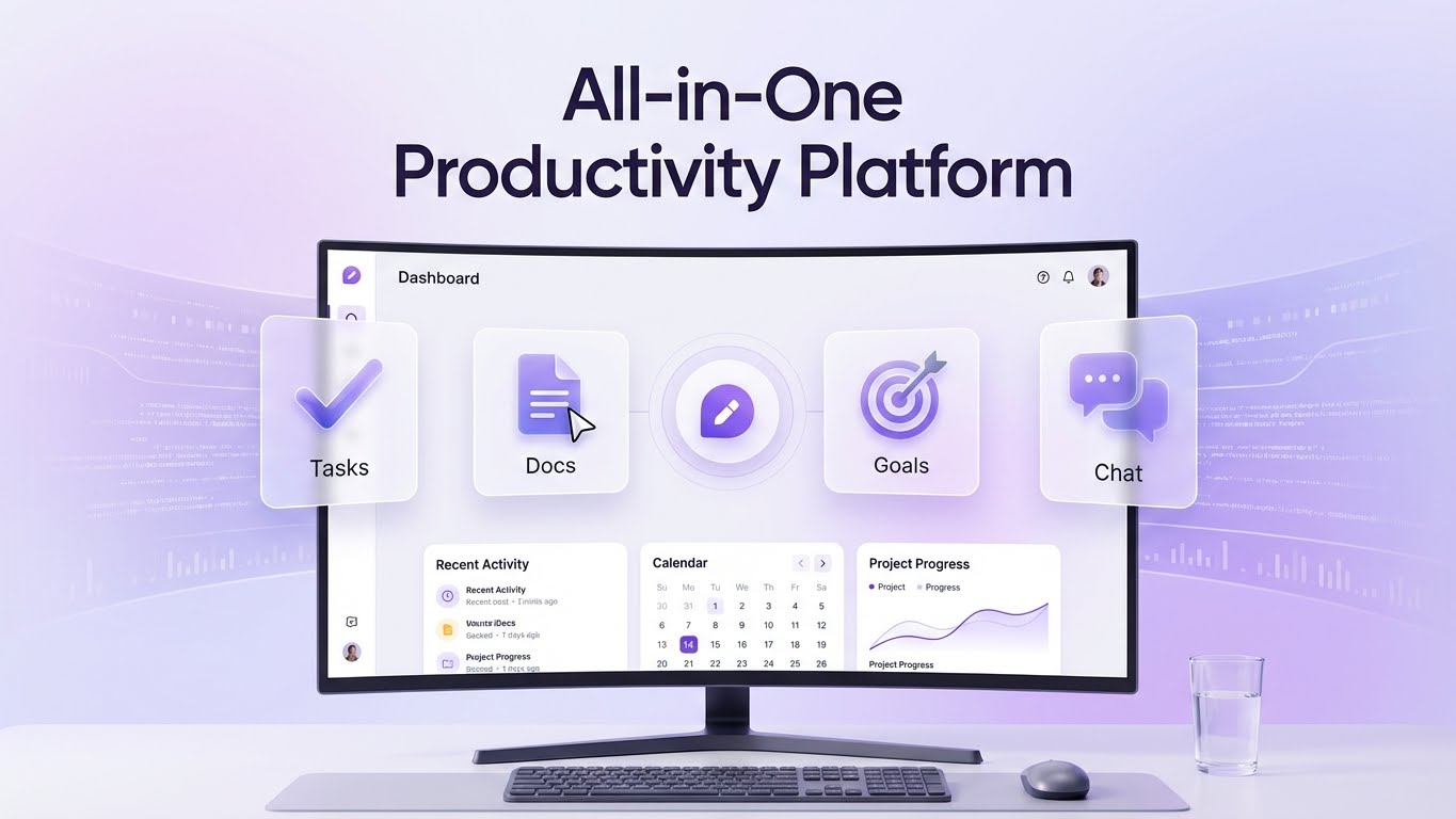 ClickUp dashboard showing tasks and docs