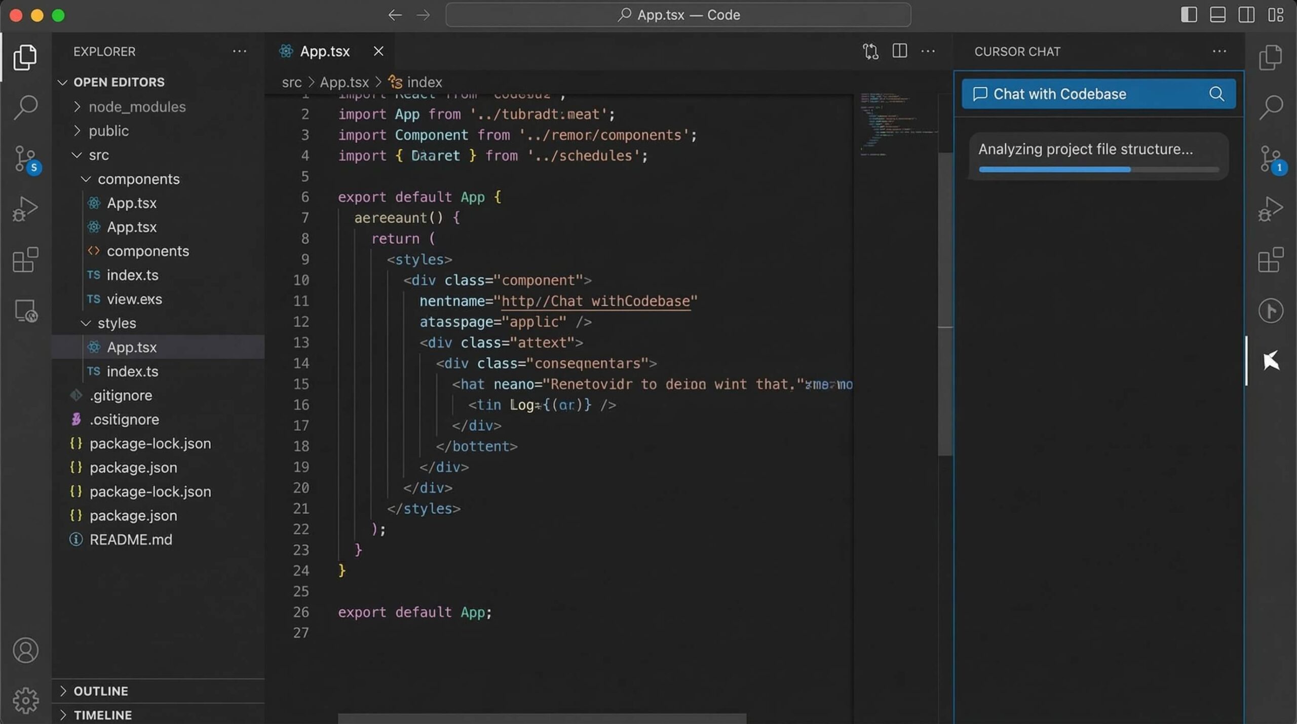 Cursor AI editor chatting with codebase