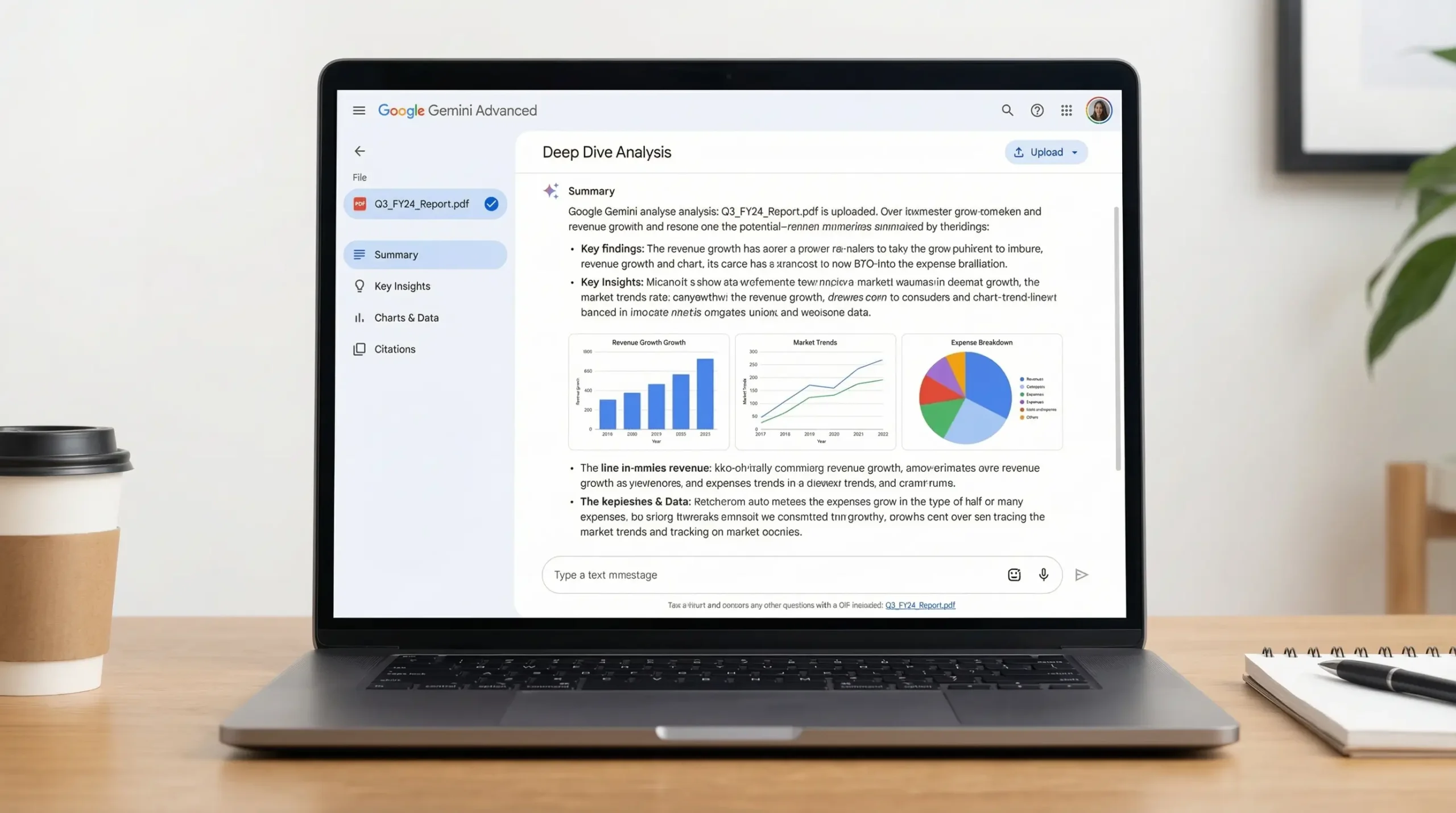 Google Gemini analyzing a large PDF document