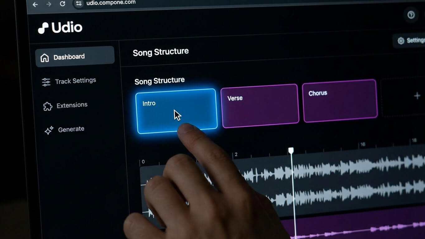Udio music generator showing advanced controls