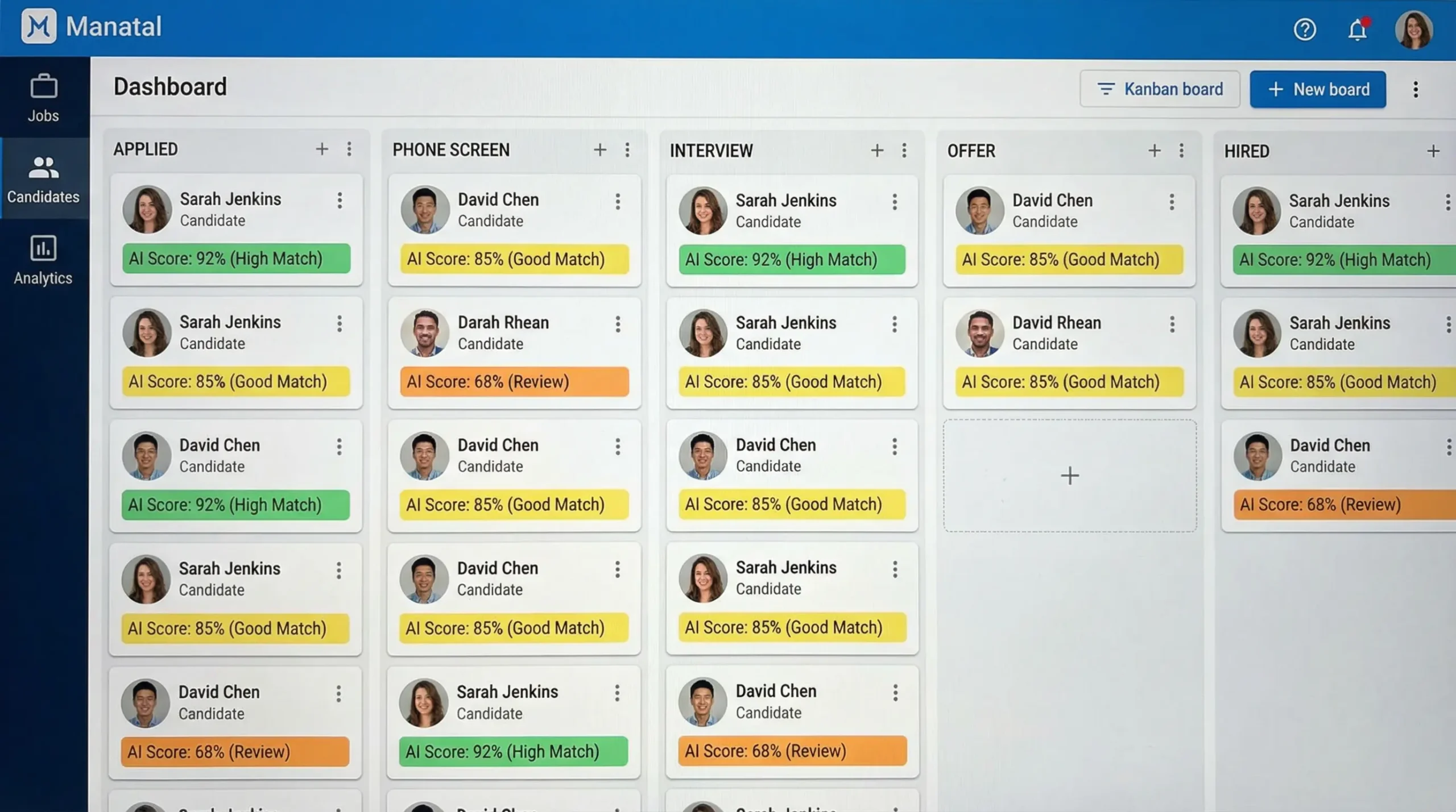 Best AI HR Tools - Manatal Interface