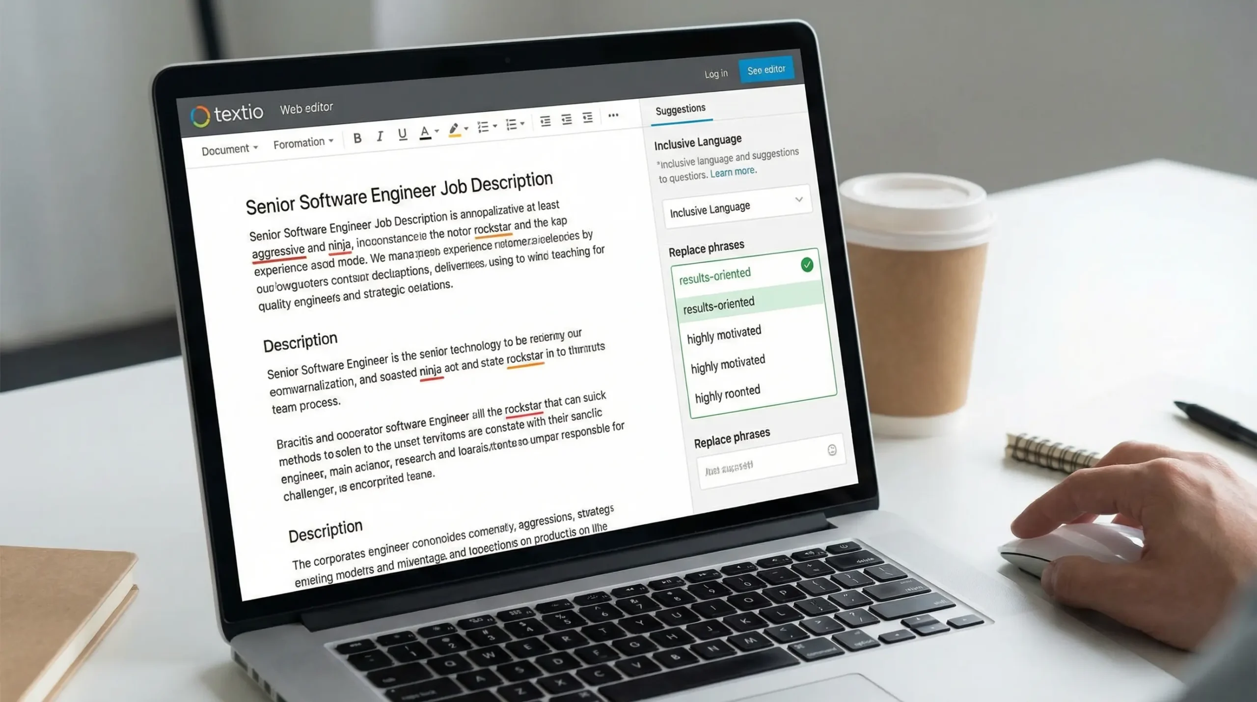 Textio Writing Analysis Interface
