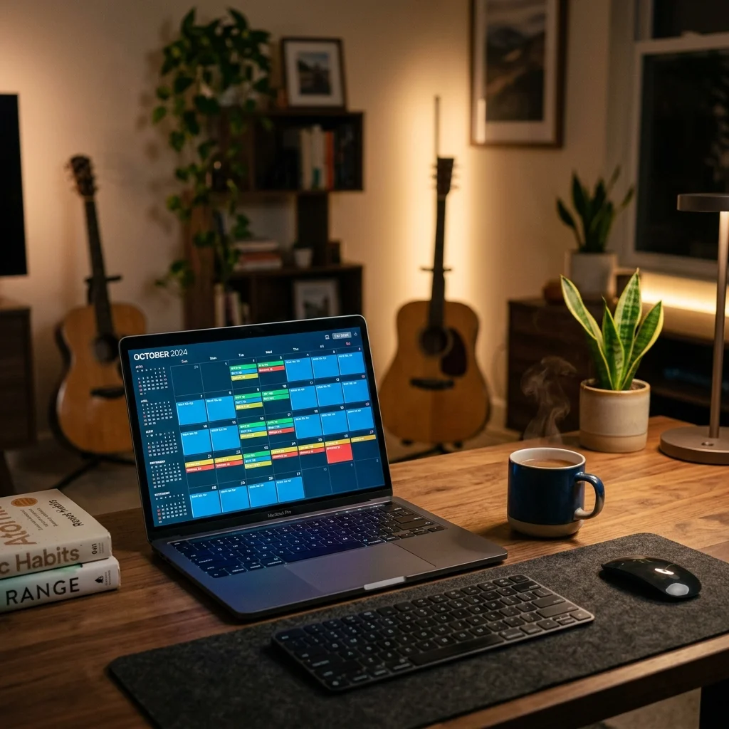 Motion app running on a laptop on a wooden desk