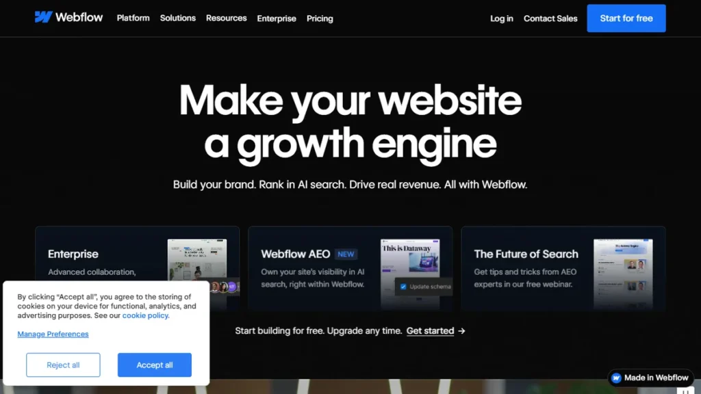Webflow dashboard review