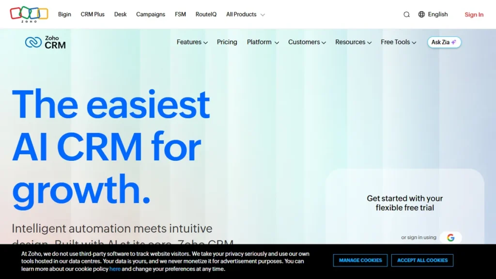 Zoho CRM dashboard review